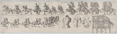 Plate depicting Giovanni Orsino, from a series of twelve showing knights and their attendants dressed for a tournament (plate 8)