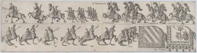 Plate for Sr. Bernardino Savello, from a series of twelve showing knights and their attendants dressed for a tournament (plate 11)