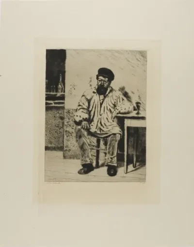 Plate from l'Assommoir (bearded man seated at table)