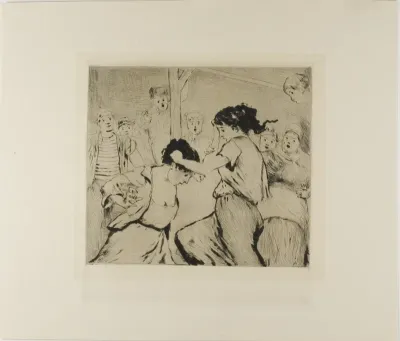 Plate from l'Assommoir (two women fighting, with onlookers)
