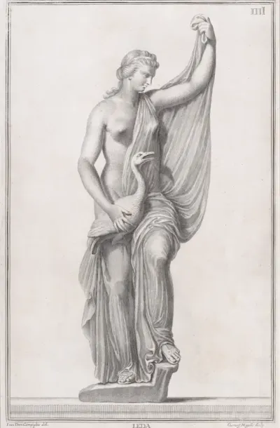 Plate IIII (4): Leda and the Swan, from "Museum Florentinum" (Statuae antiquae dorum et virorum illustrium)