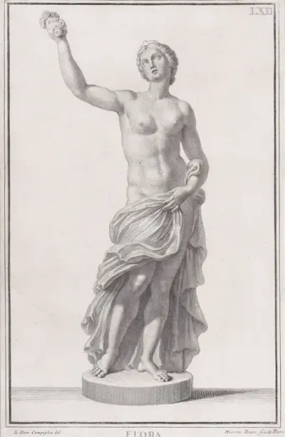 Plate LXII (62): Flora, from "Museum Florentinum" (Statuae antiquae dorum et virorum illustrium)