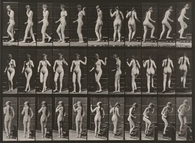 Plate Number 101. Turning, ascending stairs and waving hand