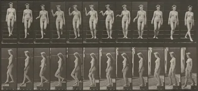 Plate Number 131. Descending stairs, waving hand