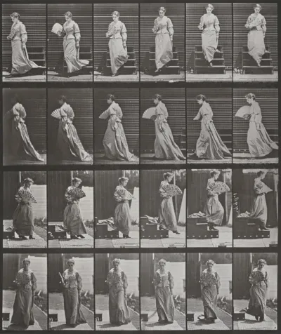 Plate Number 141. Descending stairs, turning and flirting a fan