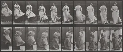 Plate Number 142. Descending stairs and turning, dress caught