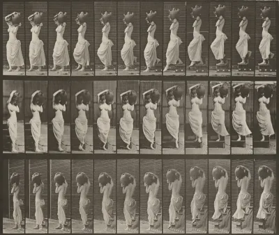 Plate Number 146. Descending stairs and turning, a water jar on left shoulder