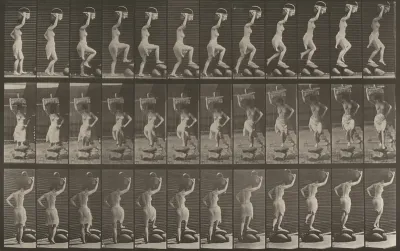 Plate Number 179. Stepping on and over a rock, a basket on head and right hand raised