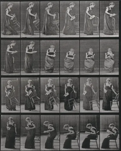 Plate Number 241. Placing a chair, sitting and reading