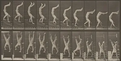 Plate Number 368. Acrobat descending stairs on hands