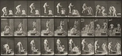Plate Number 408. Two models, 1 pouring bucket of water over 8