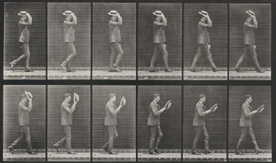 Plate Number 44. Walking and taking off a hat