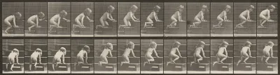 Plate Number 472. Child crawling up stairs