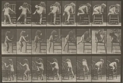 Plate Number 475. Child getting up on a chair