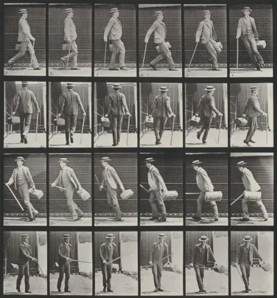 Plate Number 49. Walking and turning around rapidly with a satchel in one hand, a cane in the other
