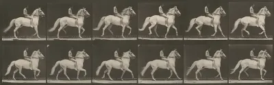 Plate Number 590. "Clinton" ambling, bareback; rider nude