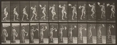 Plate Number 96. Ascending stairs, looking round and waving a handkerchief