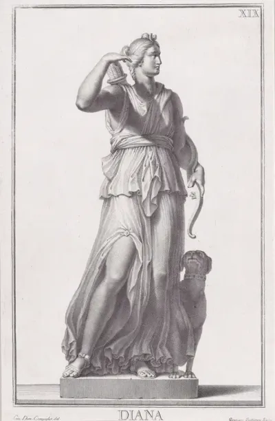 Plate XIX (19): Diana, from "Museum Florentinum" (Statuae antiquae dorum et virorum illustrium)