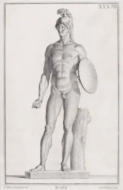 Plate XXXVII (37): Mars, from "Museum Florentinum" (Statuae antiquae dorum et virorum illustrium)