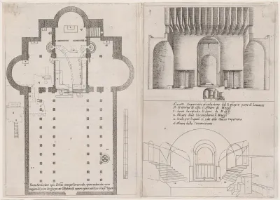 Plates 3 and 4, from "Trattato delle Piante & Immagini de Sacri Edifizi di Terra Santa" (Treatise of the Plans & Images of the Sacred Buildings of the Holy Land)