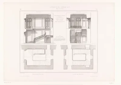 Plattegrond en decoraties van de trap in de abdij van Vauluisant