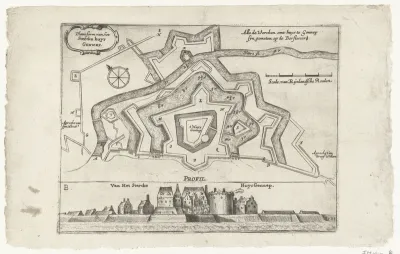 Plattegrond en profiel van het Huis te Gennep, 1641
