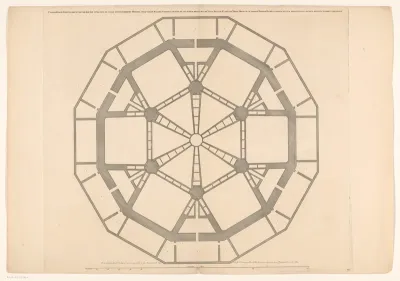 Plattegrond met de tweede laag van een koepelkerk op de Botermarkt te Amsterdam