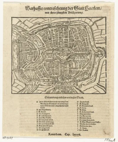 Plattegrond met het beleg van Haarlem, 1572-1573