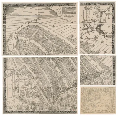 Plattegrond van Amsterdam, 1544, bestaande uit elf delen (twaalfde deel ontbreekt)