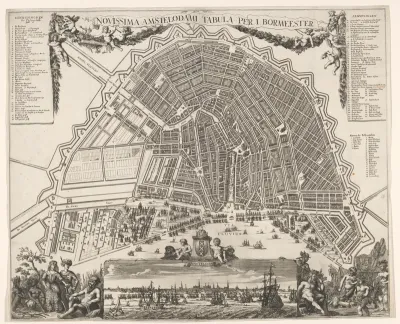 Plattegrond van Amsterdam met stadsgezicht