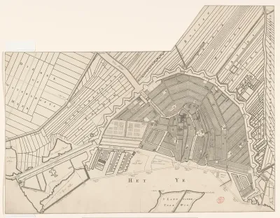 Plattegrond van Amsterdam met waterverversingssysteem