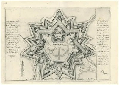 Plattegrond van Coevorden, veroverd door de bisschop van Munster in 1672