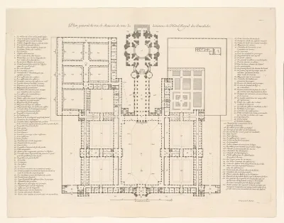 Plattegrond van de begane grond van het Hotel des Invalides