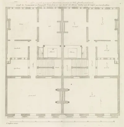 Plattegrond van de begane grond van het Trippenhuis te Amsterdam