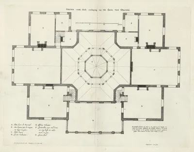Plattegrond van de bovenste verdieping van Paleis Huis ten Bosch