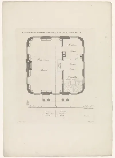 Plattegrond van de bovenverdieping van het rechtbank te Westzaan