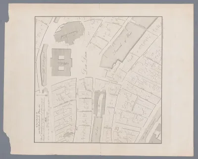Plattegrond van de Dam en omgeving, in Amsterdam