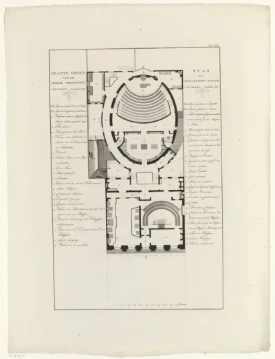 Plattegrond van de derde verdieping van het gebouw Felix Meritis te Amsterdam