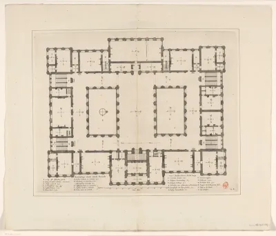 Plattegrond van de eerste verdieping ('twede Grondt') van het Stadhuis op de Dam