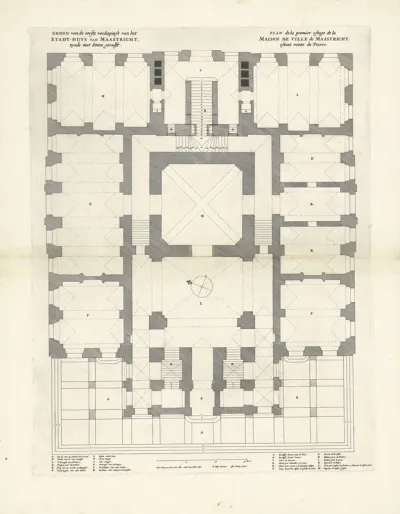 Plattegrond van de eerste verdieping van het stadhuis van Maastricht