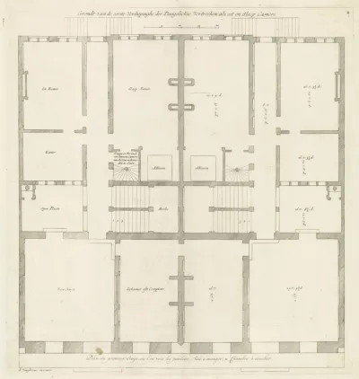 Plattegrond van de eerste verdieping van het Trippenhuis te Amsterdam