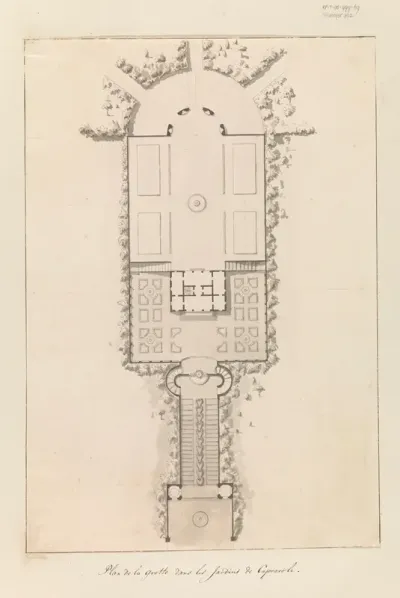 Plattegrond van de grot in de tuin van Caprarola