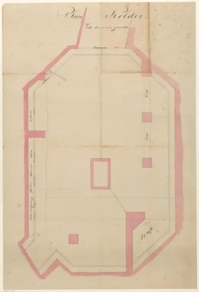Plattegrond van de kelder onder de achthoekige zaal in het huis op de Nieuwe Gracht, laatstelijk bewoond door Jhr. Teding van Berkhout