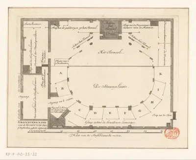 Plattegrond van de schouwburg aan de Keizersgracht te Amsterdam