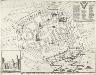 Plattegrond van de stad Groningen tijdens het beleg van 1594