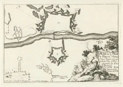 Plattegrond van de stad Venlo en het fort Sint-Michiel