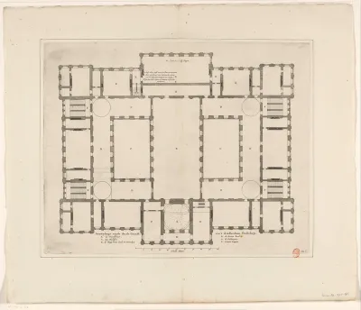 Plattegrond van de tweede verdieping ('darde Grondt') van het Stadhuis op de Dam