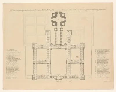 Plattegrond van de tweede verdieping van het Hotel des Invalides