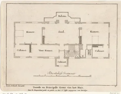 Plattegrond van de tweede verdieping van Huis Clingendael