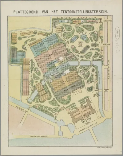 Plattegrond van de Wereldtentoonstelling in Amsterdam, 1883